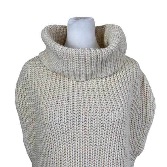 Industry Sz S Chunky Knit Cowl Neck Cap Sleeve Sweater Vest in Cream 100% Cotton - Picture 2 of 16